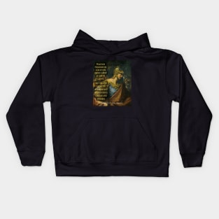 Alexander the great portrait and quote: Whatever possession we gain by our sword... Kids Hoodie